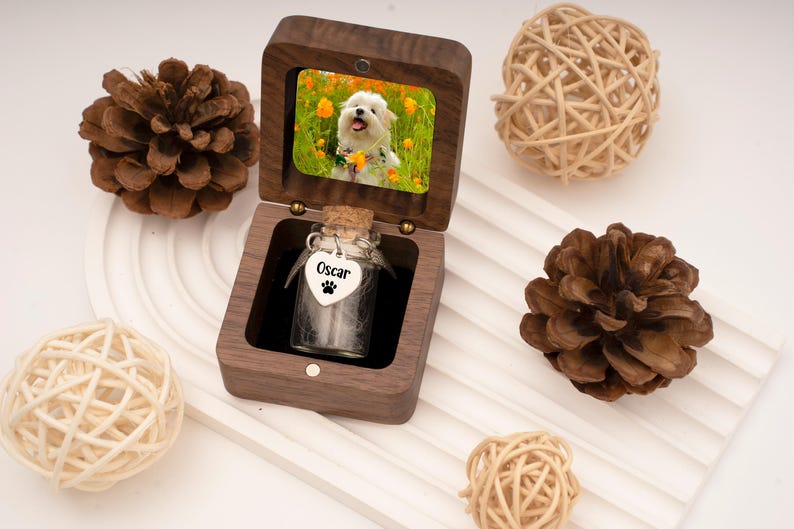 Engraved Pet Memorial Box,Custom Wooden Pet Ashes Keepsake,Personalized Cat and Dog Loss Gift,Pet Fur Keepsake,Sympathy Gift for Pet Lovers