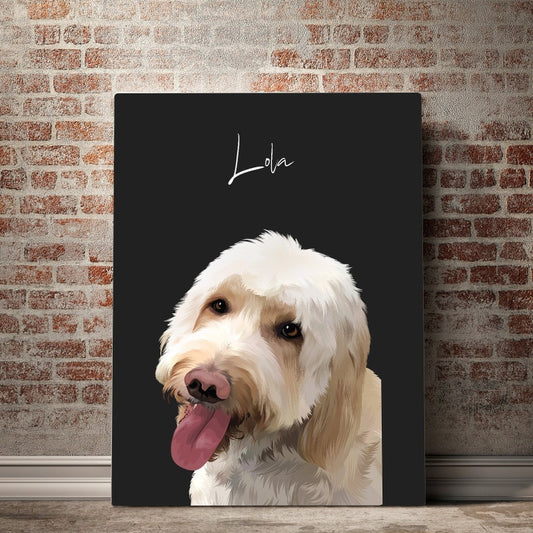Personalized Pet Portrait Canvas Print, Pet Portrait Art, Pet Memorial Print, Custom Pet Illustration Canvas Wall Art Your Pet Into Art Gift