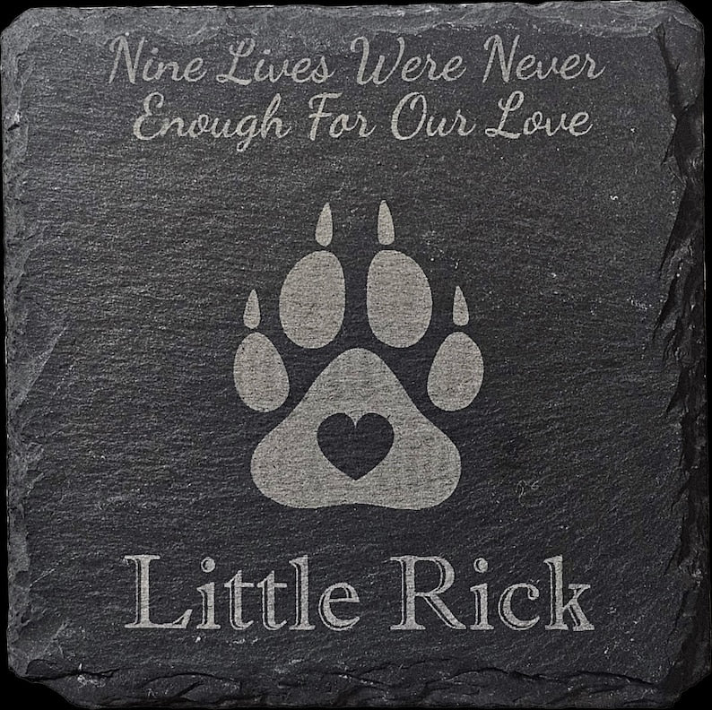 Pet Memorial Slate Marker - Personalized Dog or Cat Loss Gift, Laser Engraved Garden Stone