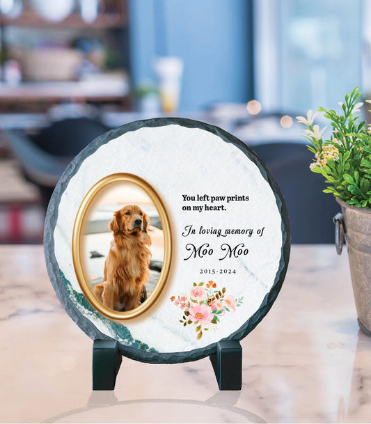 Personalized Pet Memorial Photo Slate Stone: Dog Loss Gift