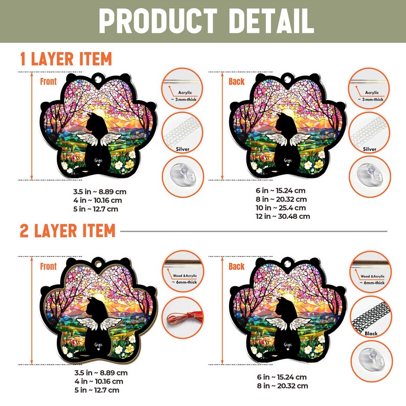 Custom Cat Loss Hologram Ornament, Pet Memorial Ornament, Cat Lover Gift, Pet Loss Sympathy Gift, Cat Remembrance Gift, Pet Owner Gift