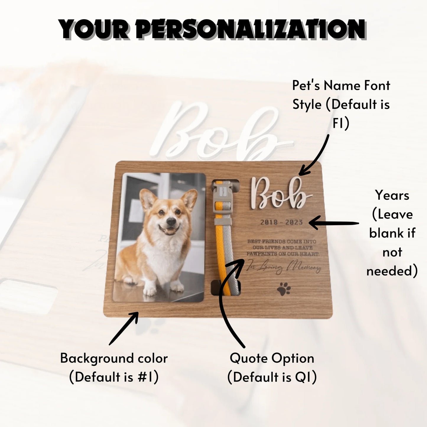 Personalized Memorial Pet Collar Frame MP02