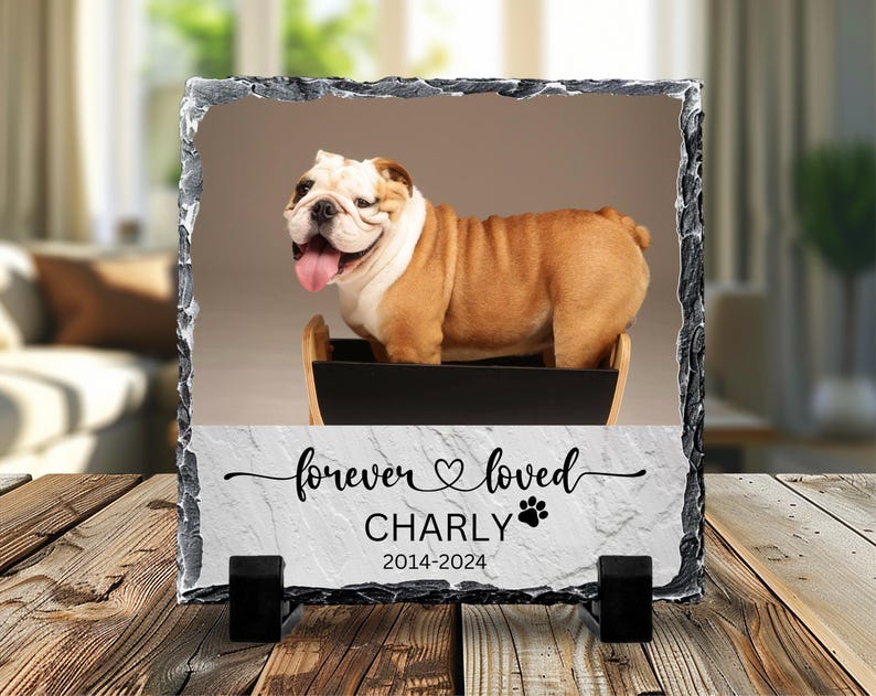 Personalized Pet Memorial Slate Stone, Dog Photo Plaque, Sympathy Gift