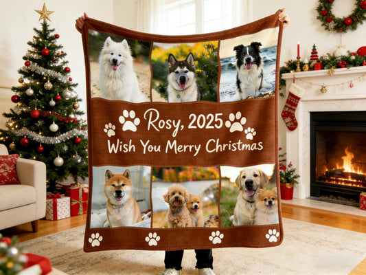 Custom Pet Photo Plush Blanket, Christmas Gift
