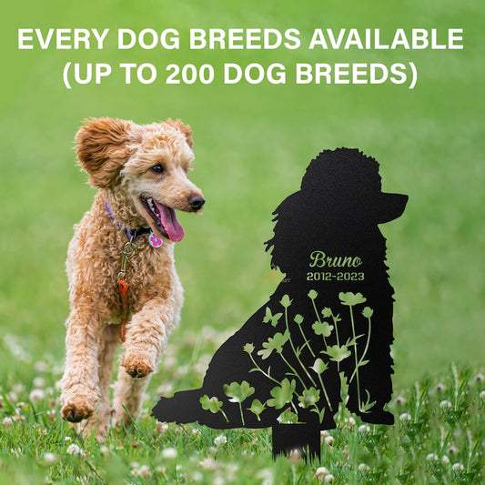 Custom Dog Memorial Stake: Metal Pet Memorial Garden Stake with Dog Name and Dates