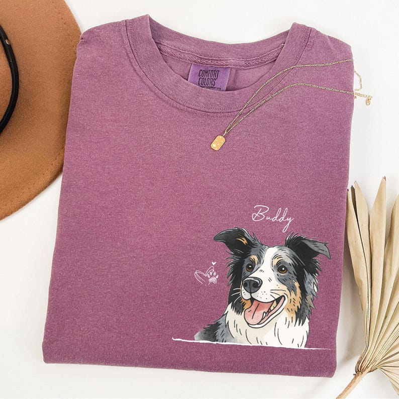 Comfort Colors Custom Dogs Face Watercolor Photo Shirt, Pet Portrait Crew Neck Gift For Dog Cat Lover