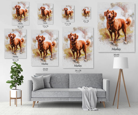 Custom Dog Portrait from Photo – Pet Wall Art Poster or Canvas
