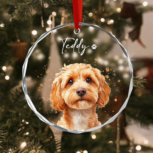 Personalized Watercolor Pet Photo Ornament, Dog Portrait Custom Memorial Keepsake Ornament