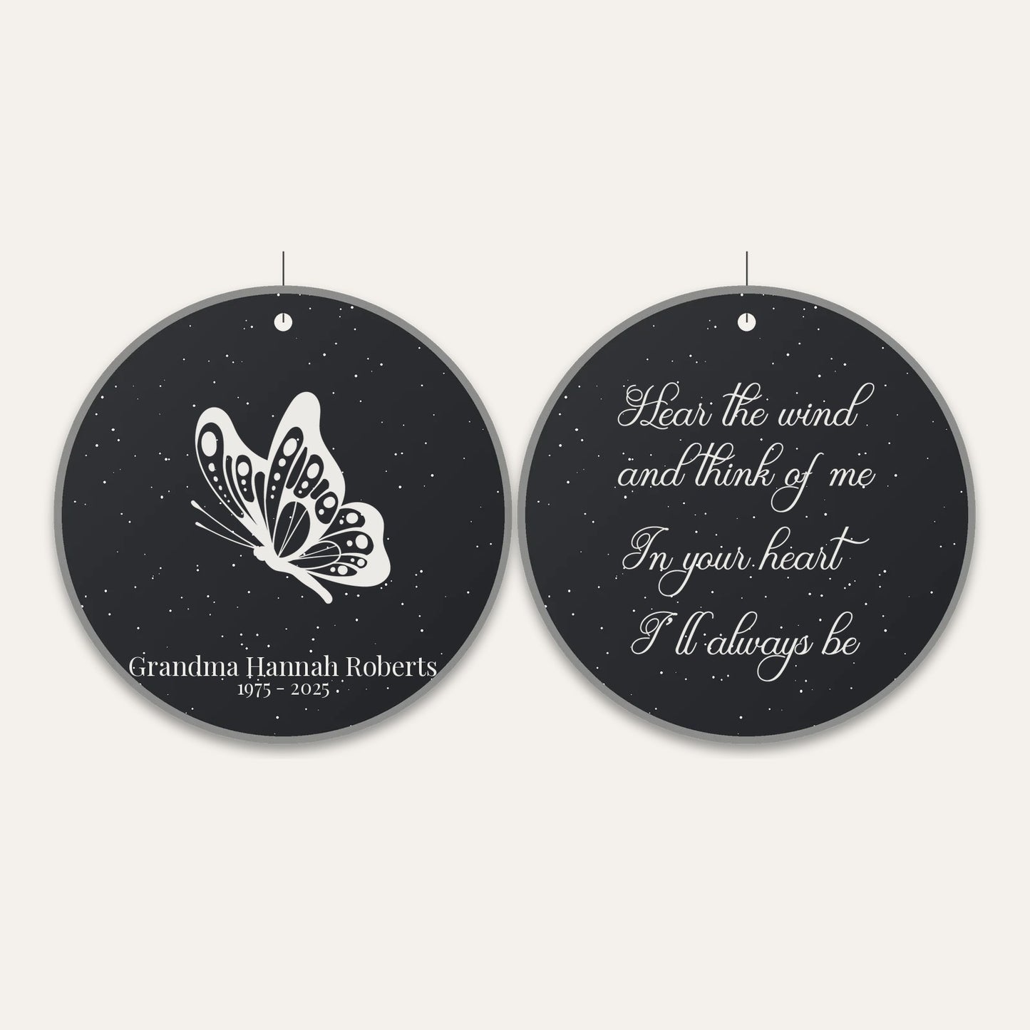 Memorial wind chime slate stone - both sides engraved