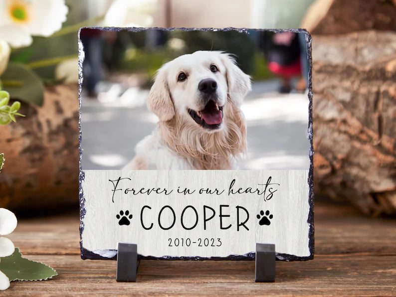 Personalized Pet Memorial Photo Slate Stone: Cat Loss Gift