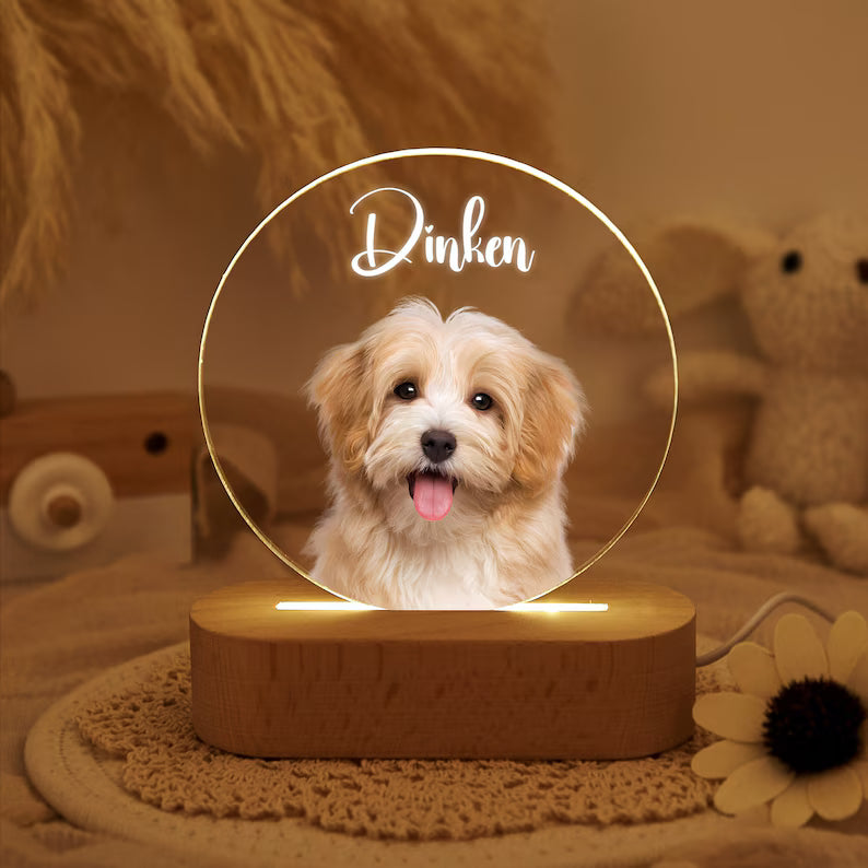 Custom Pet Photo Night Light: Personalized Dog & Cat Memorial Gift