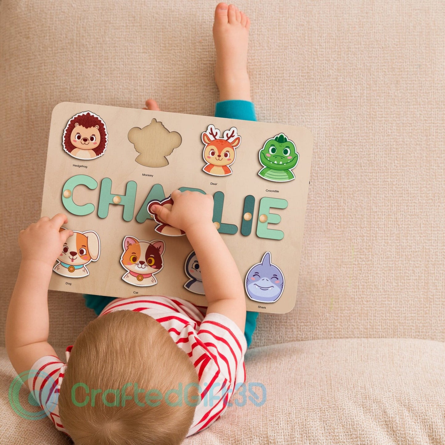 Custom Animal Wooden Toy, First Birthday Gift