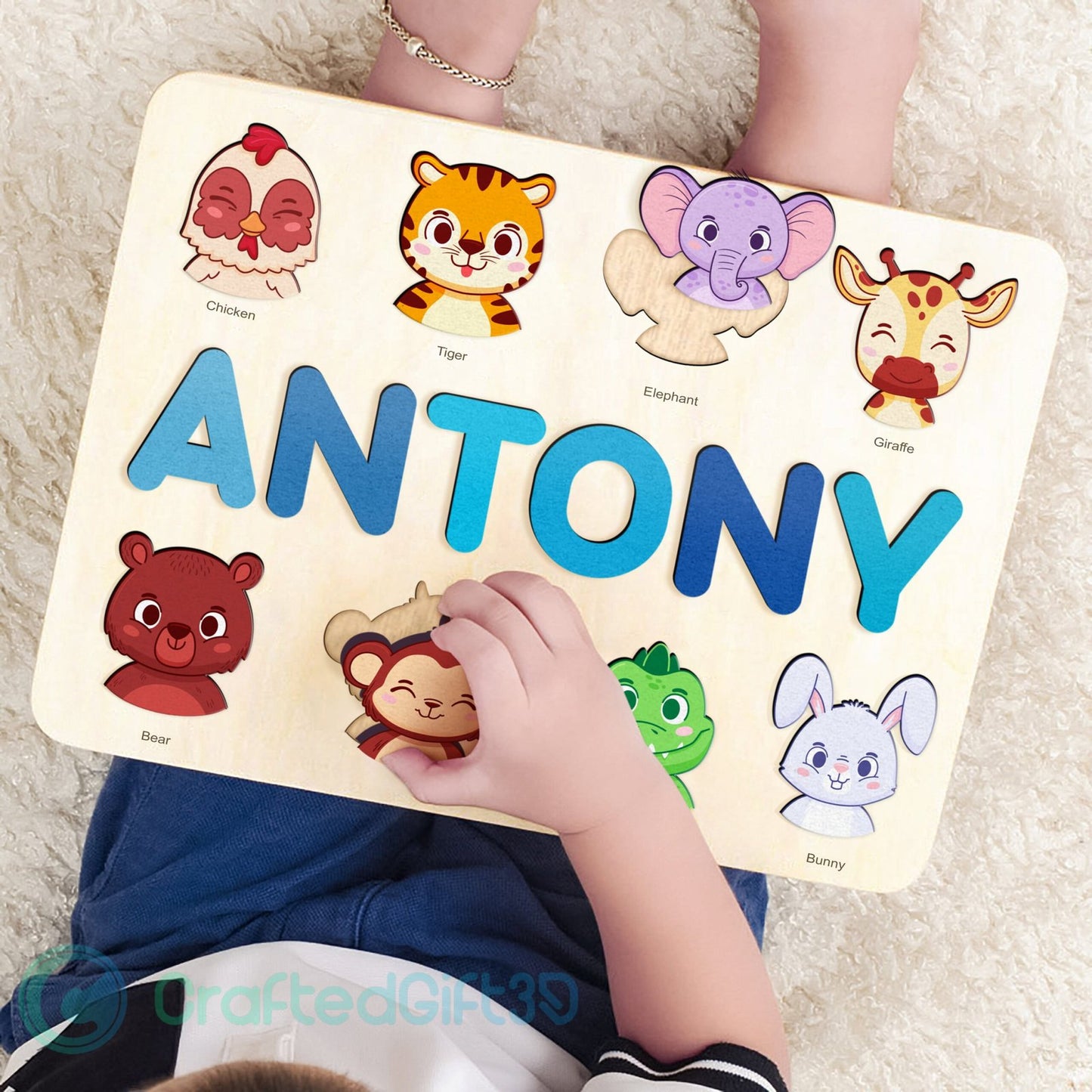 Custom Animal Wooden Toy, First Birthday Gift