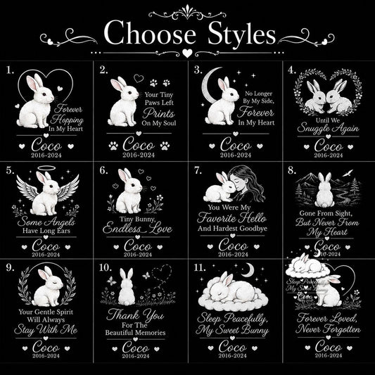 Rabbit Memorial Wind Chime, Personalized Rabbit Loss Gift, Bunny Memorial Windchime, Rainbow Bridge Gift, Stone Sail Rabbit Memorial - image 2