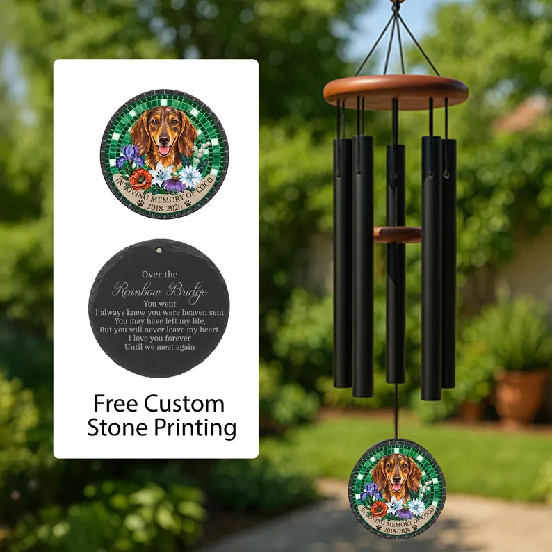 Personalized Dachshund Mosaic Stone Memorial Wind Chime - 1