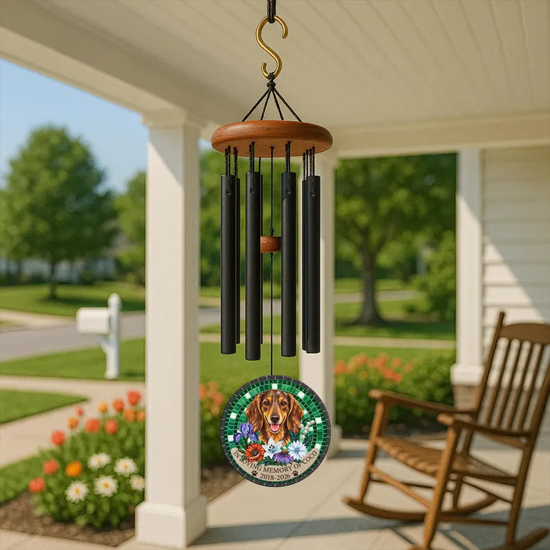 Personalized Dachshund Mosaic Stone Memorial Wind Chime - 2