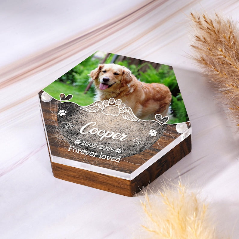 Pet Hair Keepsake Box,Custom Pet Fur Box,Dog Teeth Memorial Gift,Personalized Pet Remembrance Gift,Acrylic Box With Pet Picture,Cat Memorial