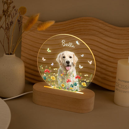 Personalized Pet Photo Memorial Night Light: Dog Cat Loss Sympathy Gift