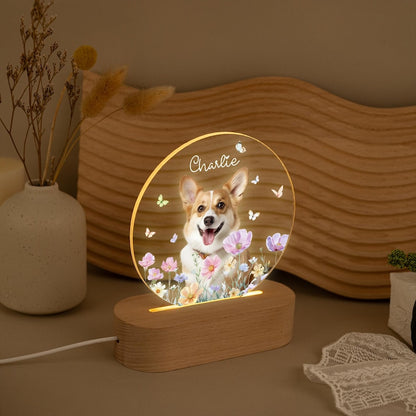 Personalized Pet Photo Memorial Night Light: Dog Cat Loss Sympathy Gift