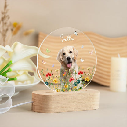Personalized Pet Photo Memorial Night Light: Dog Cat Loss Sympathy Gift