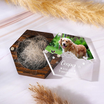 Pet Hair Keepsake Box,Custom Pet Fur Box,Dog Teeth Memorial Gift,Personalized Pet Remembrance Gift,Acrylic Box With Pet Picture,Cat Memorial