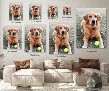 Custom Dog Photo Canvas Print – Pet Portrait Wall Art, Ready to Hang