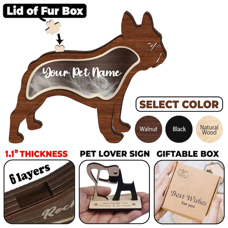 Pet Memorial Gift Personalised Hair Memorial Box, Wooden Pet Statue Fur Urn Keepsake, Pet Loss Gift, Dog Teeth Hair Memorial, Cat Keepsake