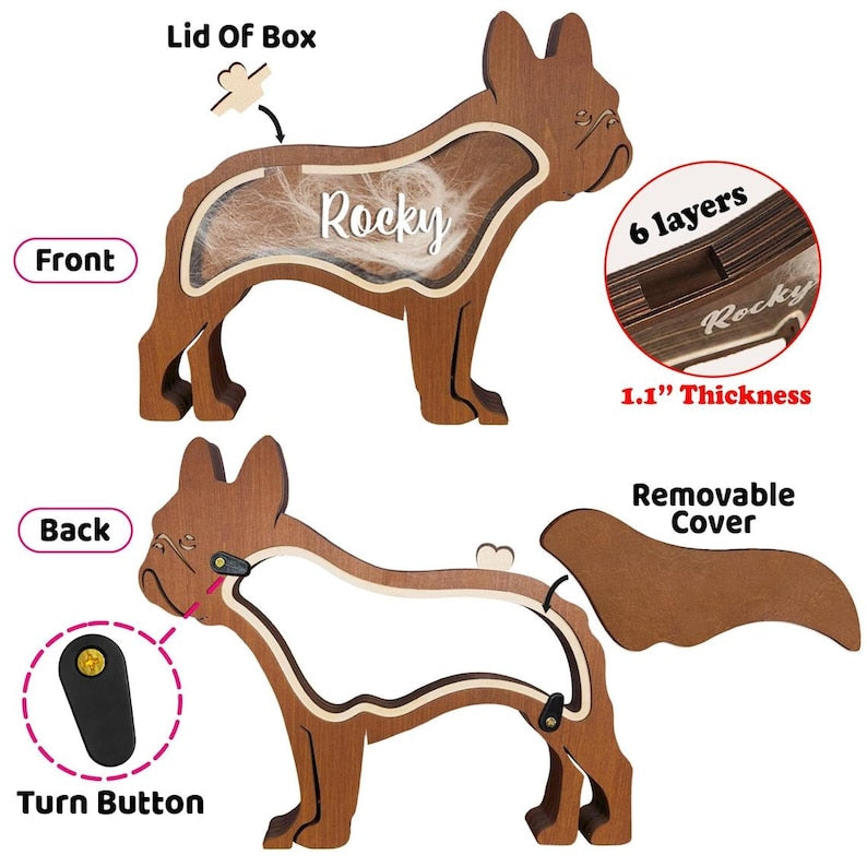 Pet Memorial Gift Personalised Hair Memorial Box, Wooden Pet Statue Fur Urn Keepsake, Pet Loss Gift, Dog Teeth Hair Memorial, Cat Keepsake