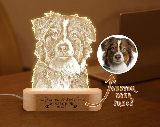Personalized Pet Photo Night Light: Custom Dog Memorial Lamp