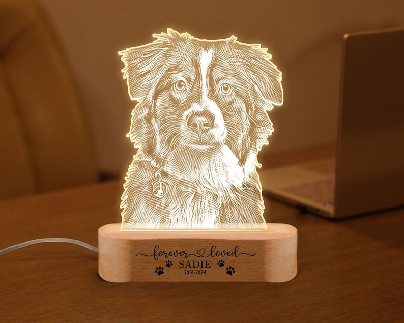 Personalized Pet Photo Night Light: Custom Dog Memorial Lamp