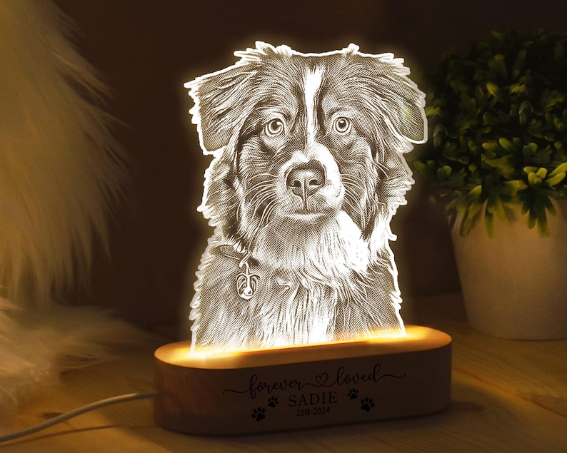 Personalized Pet Photo Night Light: Custom Dog Memorial Lamp