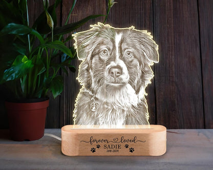 Personalized Pet Photo Night Light: Custom Dog Memorial Lamp