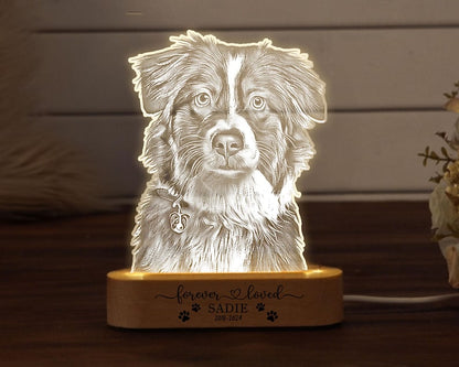 Personalized Pet Photo Night Light: Custom Dog Memorial Lamp