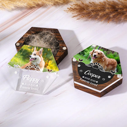 Pet Hair Keepsake Box,Custom Pet Fur Box,Dog Teeth Memorial Gift,Personalized Pet Remembrance Gift,Acrylic Box With Pet Picture,Cat Memorial