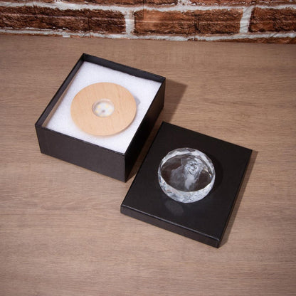 Personalised Round Crystal Engraved Pet Photo LED Light, Custom Round Crystal 2D Portrait Engraving, Pet Portrait in Crystal, Pet Loss Gift