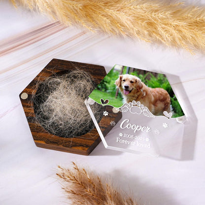 Pet Hair Keepsake Box,Custom Pet Fur Box,Dog Teeth Memorial Gift,Personalized Pet Remembrance Gift,Acrylic Box With Pet Picture,Cat Memorial