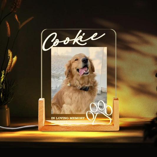 Personalized Pet Memorial LED Night Light, Custom Photo Pet Lover Night Light, Dog Keepsake Sign, Pet Loss Light Up Sign, Loss Of Dog Cat