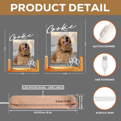 Personalized Pet Memorial LED Night Light, Custom Photo Pet Lover Night Light, Dog Keepsake Sign, Pet Loss Light Up Sign, Loss Of Dog Cat