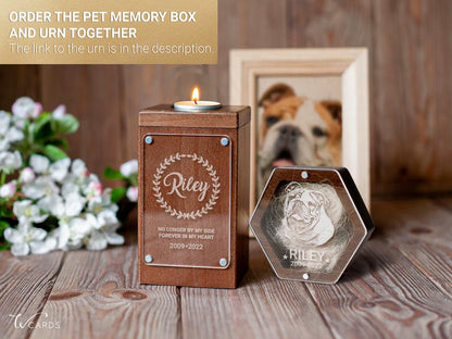 Engraved Pet Photo Fur Keepsake Box, Personalized Dog Cat Portrait Gift, Pet Hair Keepsake Box for Pet Lovers