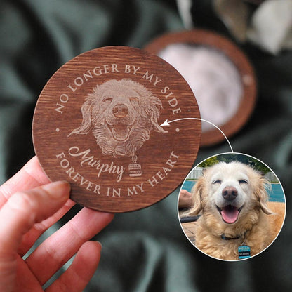 Engraved Pet Photo Fur Keepsake Box, Personalized Dog Cat Portrait Gift, Pet Hair Keepsake Box for Pet Lovers