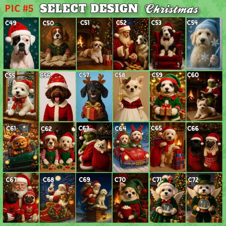 Christmas Pet Portrait from Photo – Custom Pet Portrait Digital Art, Personalized Holiday Pet Gift, Festive Wall Decor