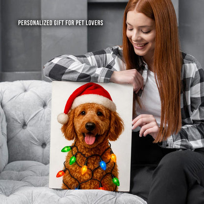 Christmas Pet Portrait from Photo – Custom Pet Portrait Digital Art, Personalized Holiday Pet Gift, Festive Wall Decor