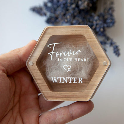 Personalized Pet Memorial Hair Keepsake Box plaster: Dog Cat loss Gift