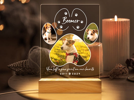 Pet Memorial Night Light, Custom Pet Plaque, Gifts for Pet Lovers, Custom Pet Photo Gifts, Pet Memorial Frame,Dog Ornament,Cat Dog Loss Gift