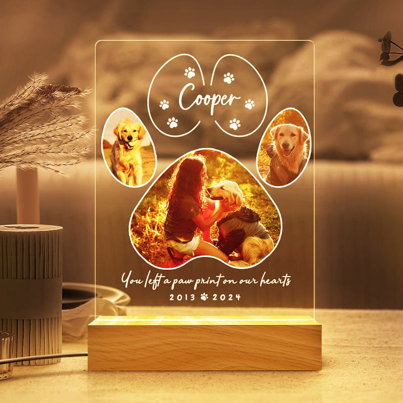Pet Memorial Night Light, Custom Pet Plaque, Gifts for Pet Lovers, Custom Pet Photo Gifts, Pet Memorial Frame,Dog Ornament,Cat Dog Loss Gift