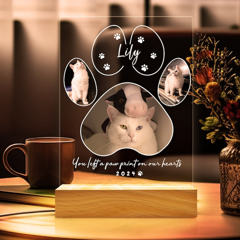 Pet Memorial Night Light, Custom Pet Plaque, Gifts for Pet Lovers, Custom Pet Photo Gifts, Pet Memorial Frame,Dog Ornament,Cat Dog Loss Gift