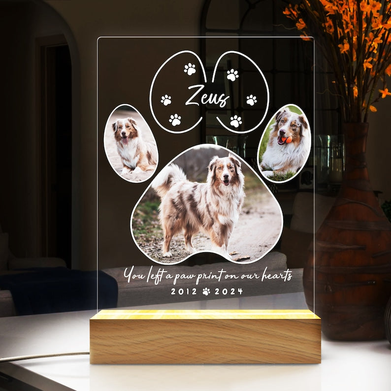 Pet Memorial Night Light, Custom Pet Plaque, Gifts for Pet Lovers, Custom Pet Photo Gifts, Pet Memorial Frame,Dog Ornament,Cat Dog Loss Gift