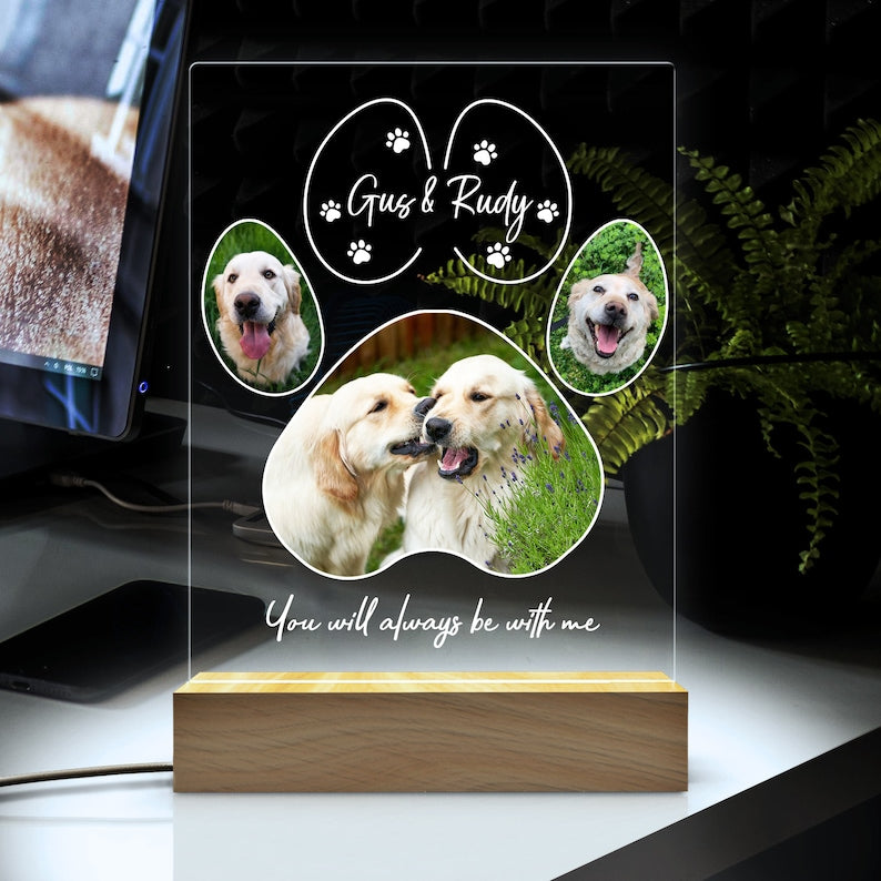 Pet Memorial Night Light, Custom Pet Plaque, Gifts for Pet Lovers, Custom Pet Photo Gifts, Pet Memorial Frame,Dog Ornament,Cat Dog Loss Gift