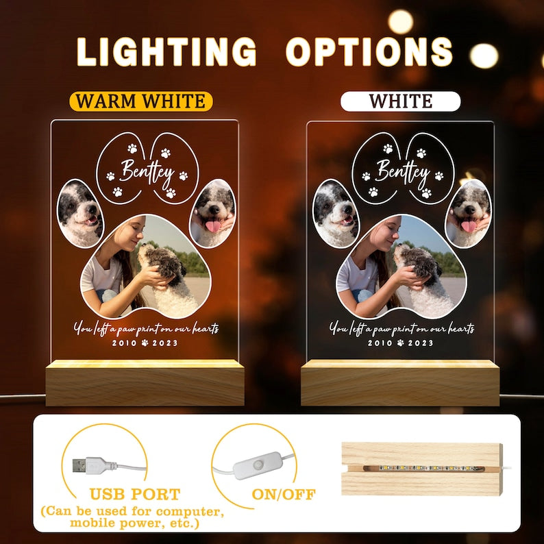 Pet Memorial Night Light, Custom Pet Plaque, Gifts for Pet Lovers, Custom Pet Photo Gifts, Pet Memorial Frame,Dog Ornament,Cat Dog Loss Gift