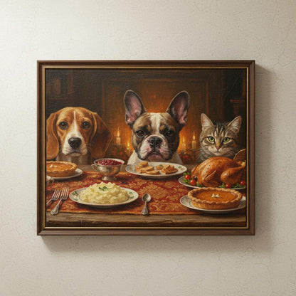 Custom Multiple Pet Portrait Personalized Thanksgiving Gift Family Dog Cat Lover Gift Canvas